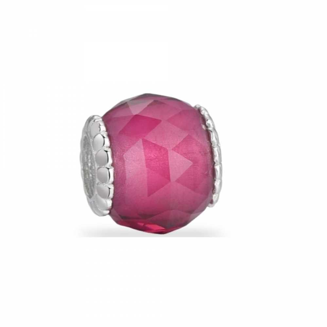 Abalorio murano fucsia facetado plata 1