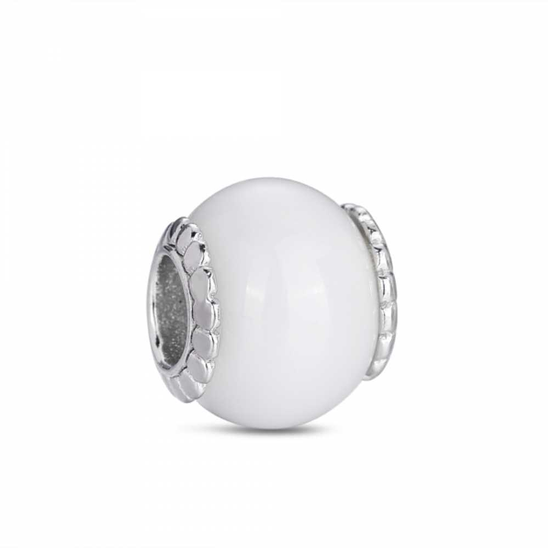 Abalorio murano blanco plata 1