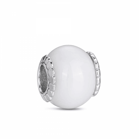 Abalorio murano blanco plata