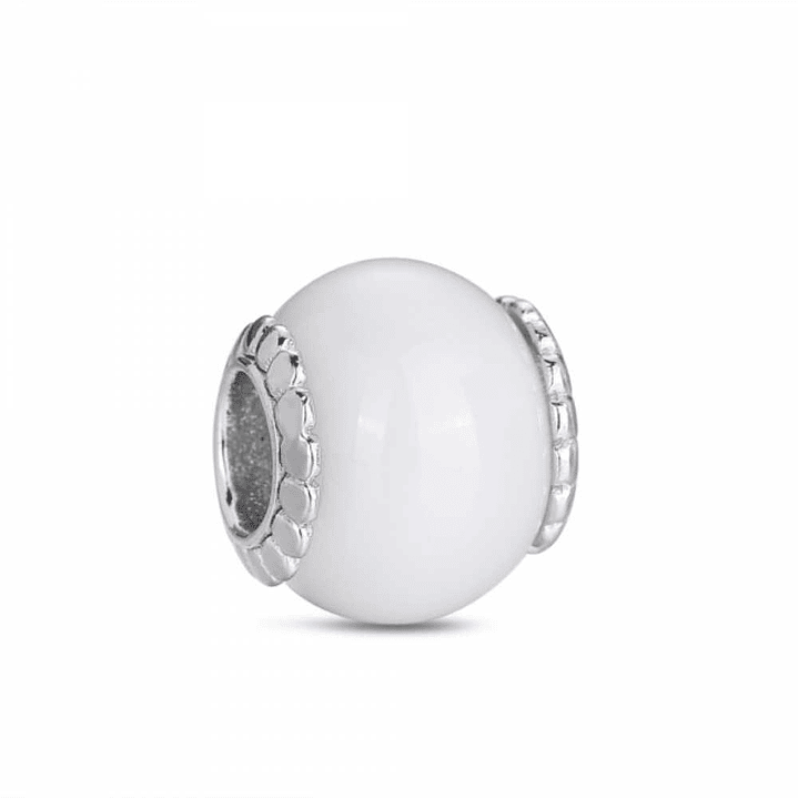 Abalorio murano blanco plata 1