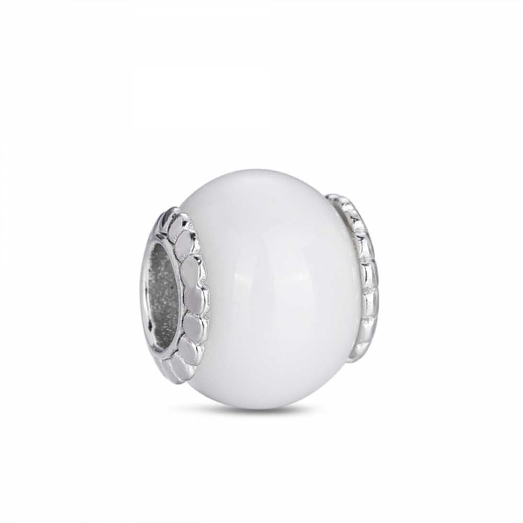 Abalorio murano blanco plata 1