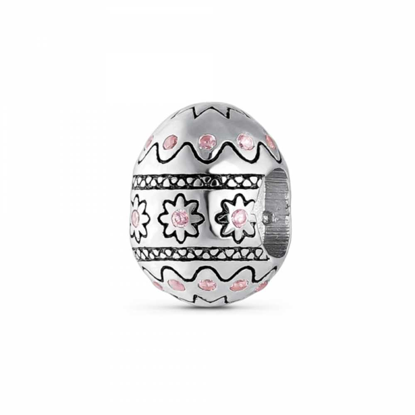 Abalorio huevo de pascua plata 1