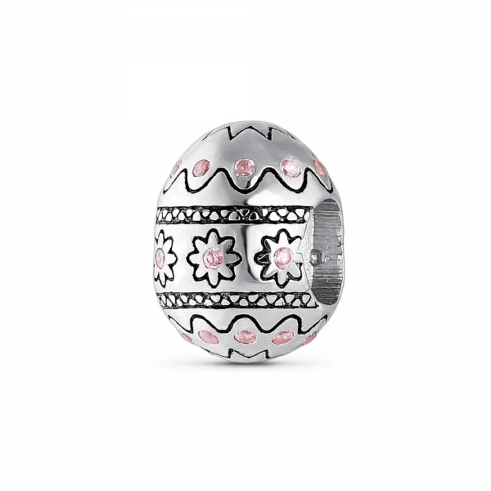 Abalorio huevo de pascua plata 1