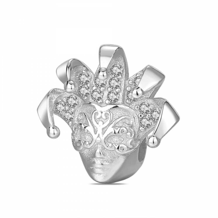 Abalorio máscara bufón con cirnonitas plata 1