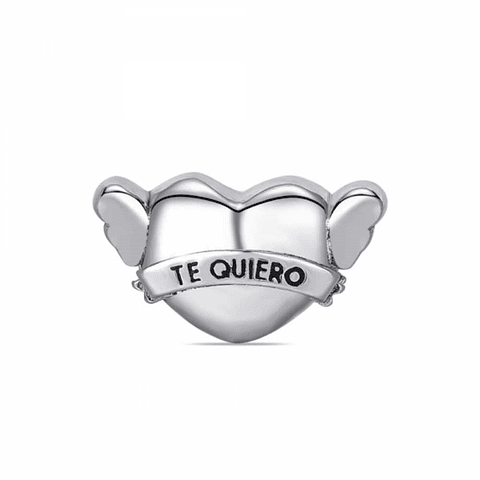 Abalorio corazón alado plata