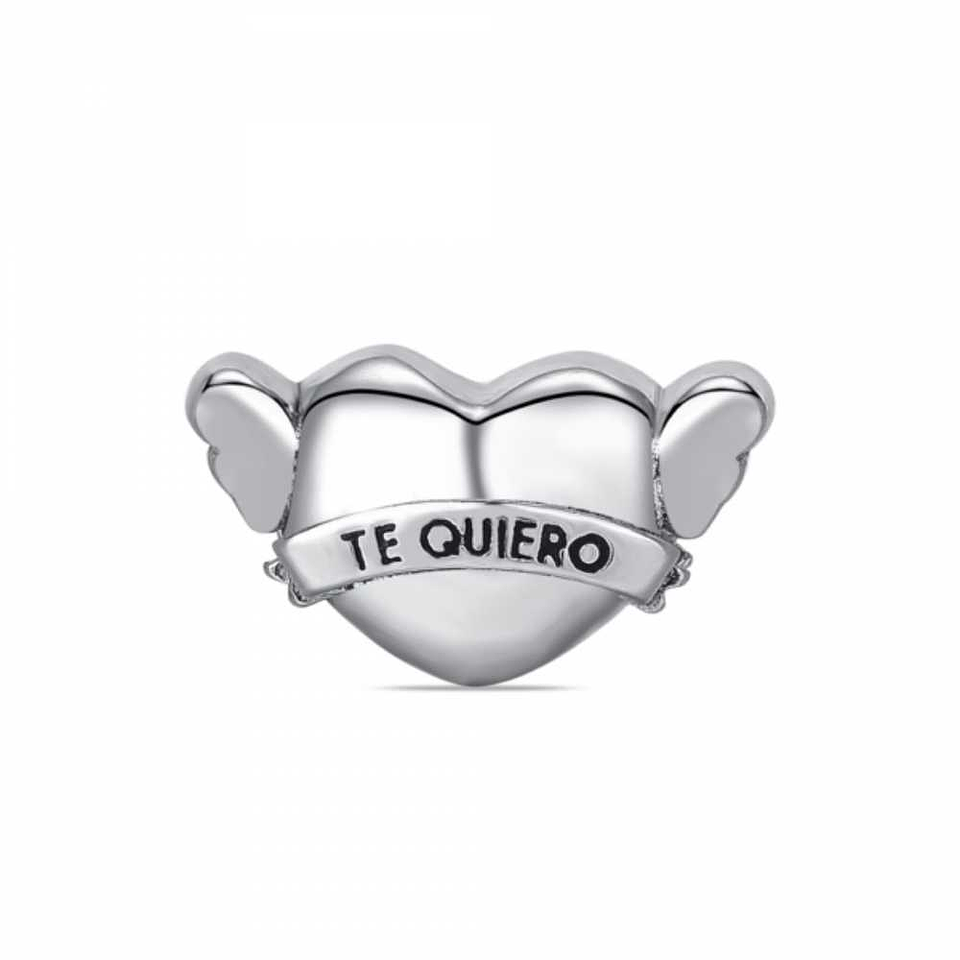 Abalorio corazón alado plata 1
