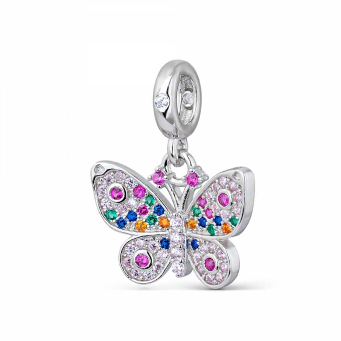 Abalorio mariposa multicolor plata 1