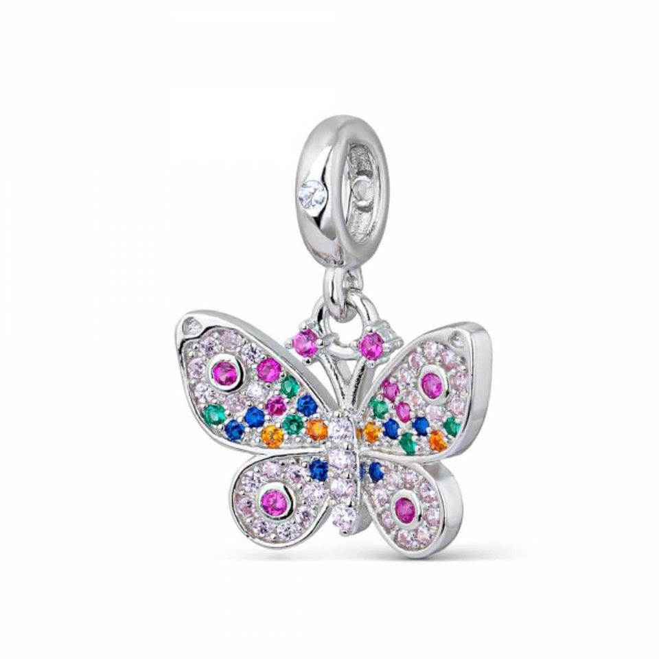Multicolor silver butterfly bead 1