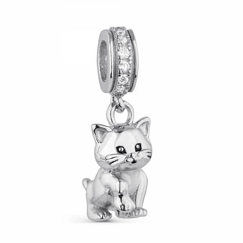 Silver cat bead