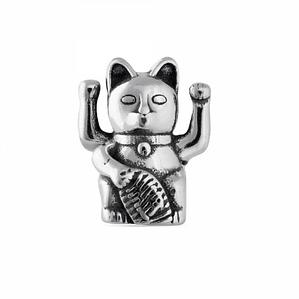 Abalorio gato de la fortuna plata