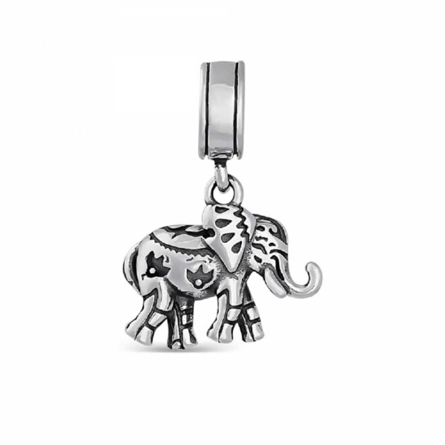 Silver mandala elephant bead 1
