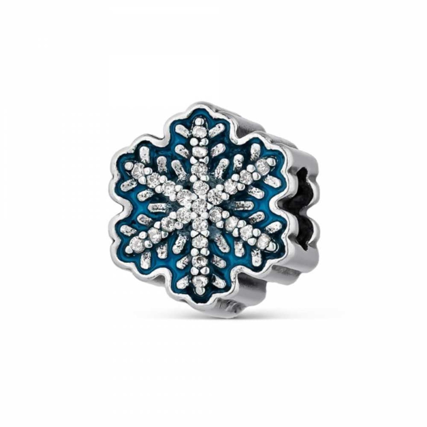 Snowflake bead with silver cubic zirconias 1