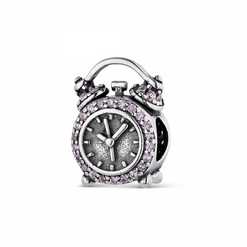 Silver alarm clock charm 1