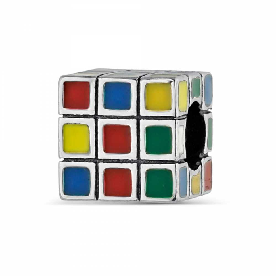 Rubik's Cube silver bead 1