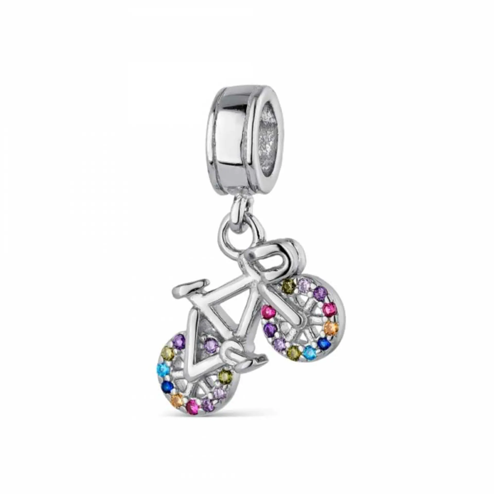 Silver bicycle bead 1