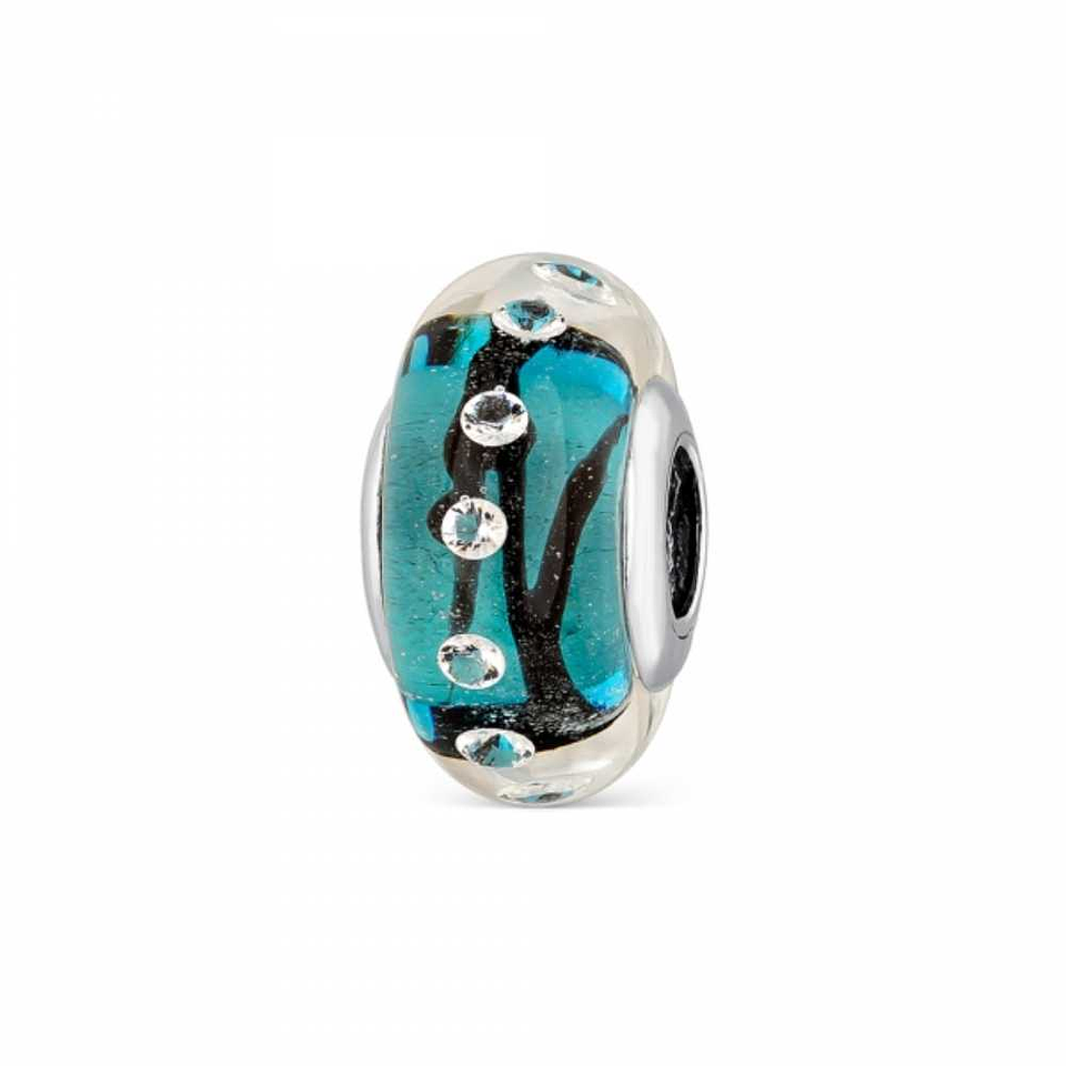 Murano glass bead with silver bubbles 1