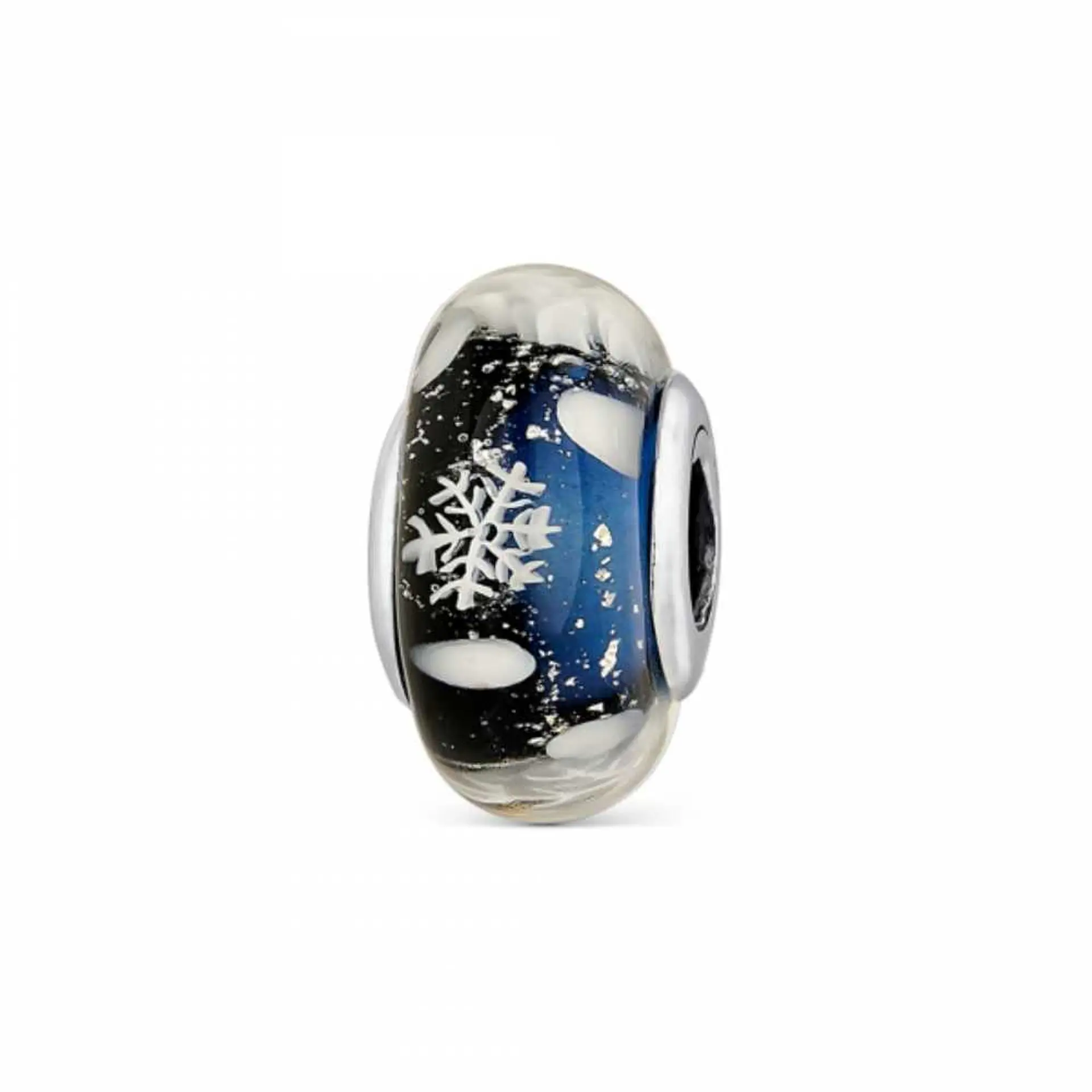 Murano glass bead, silver clouds  1