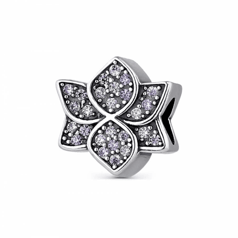 Purple silver lotus flower bead
