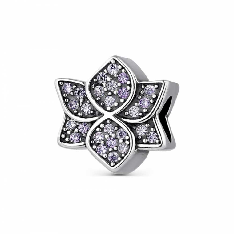 Abalorio flor de loto morado plata 1