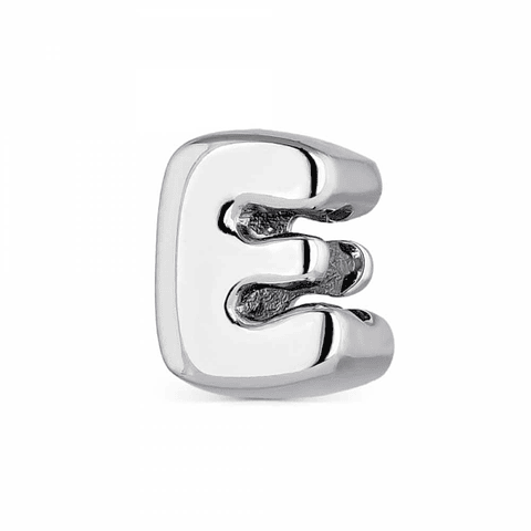 Silver initial E bead 