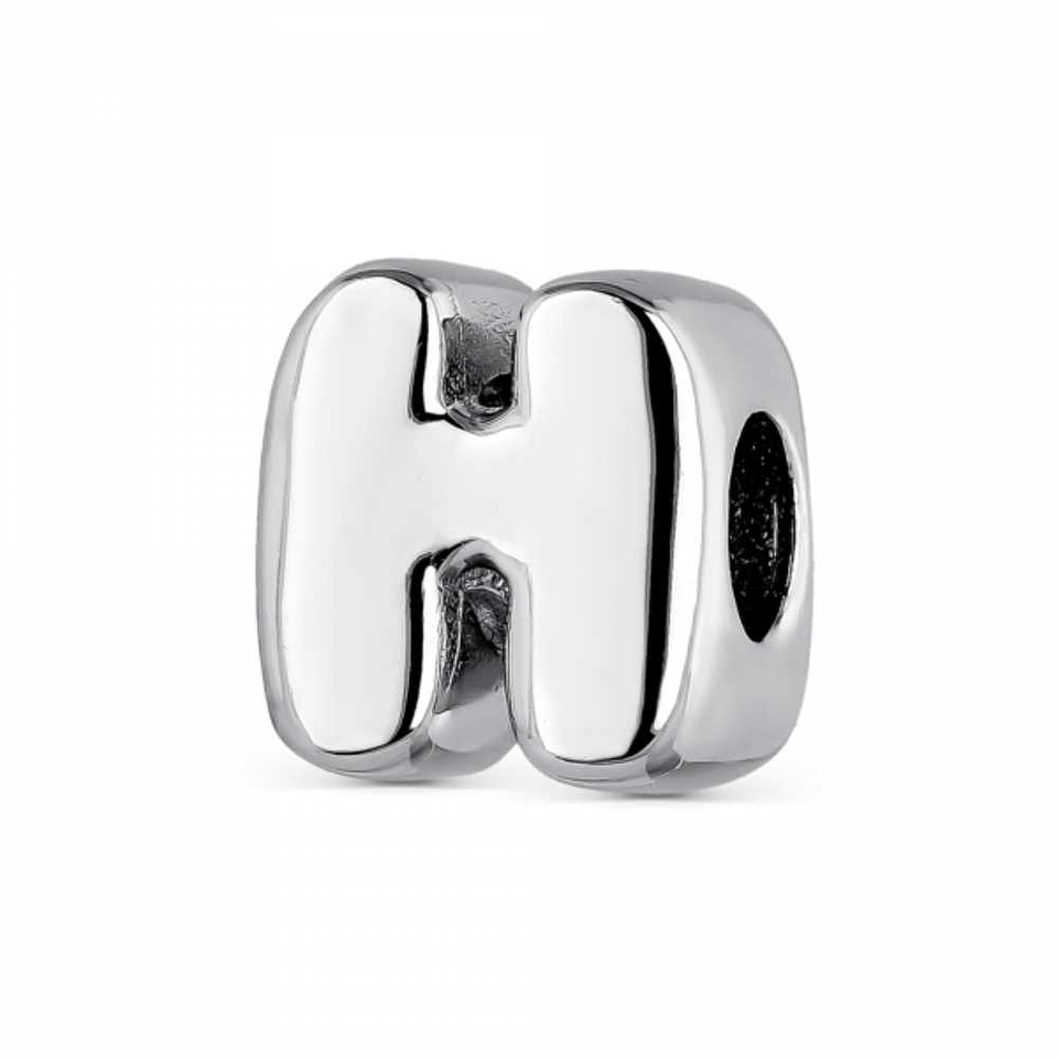 Silver H initial bead 1