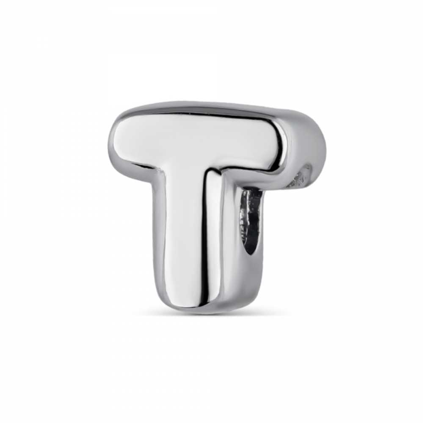 Silver T initial bead 1