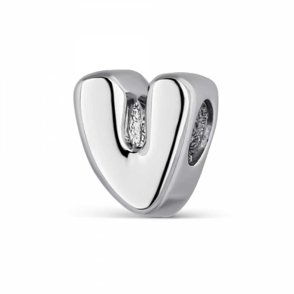 Silver initial V bead 1