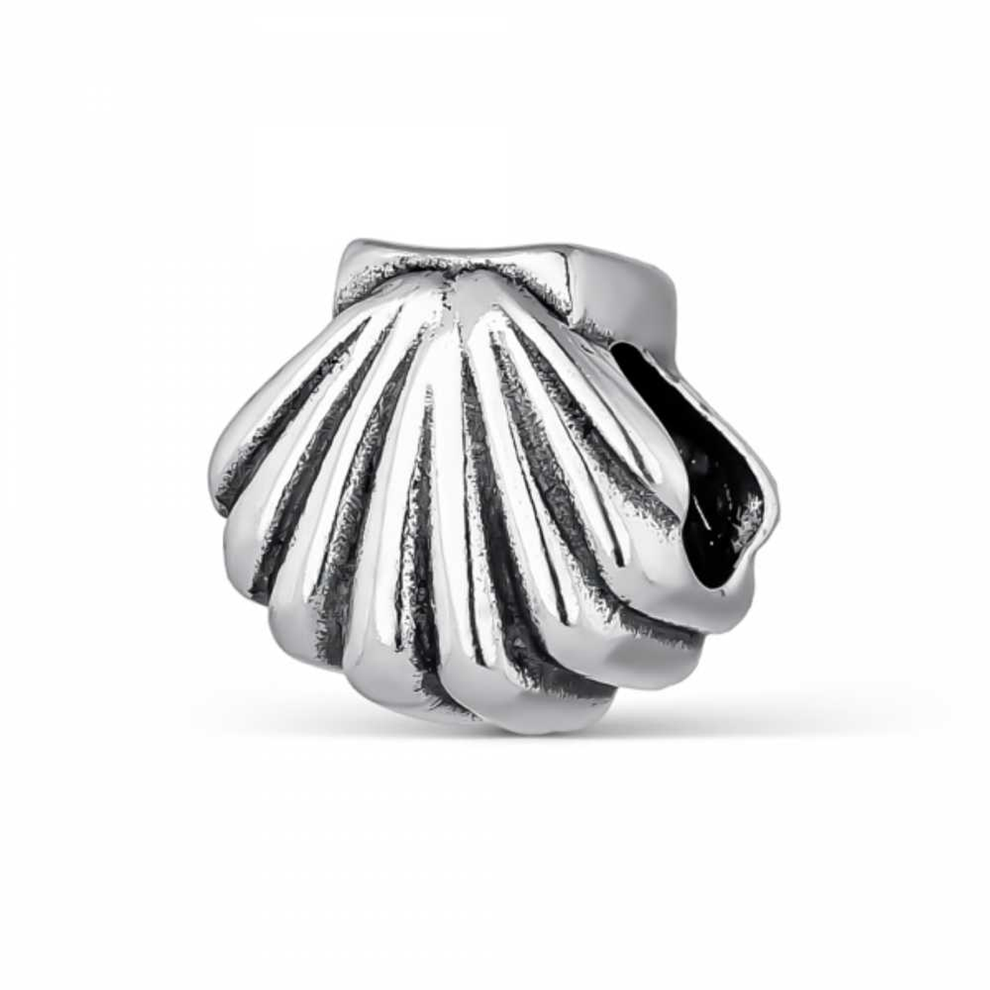 Silver pilgrim scallop shell bead 1