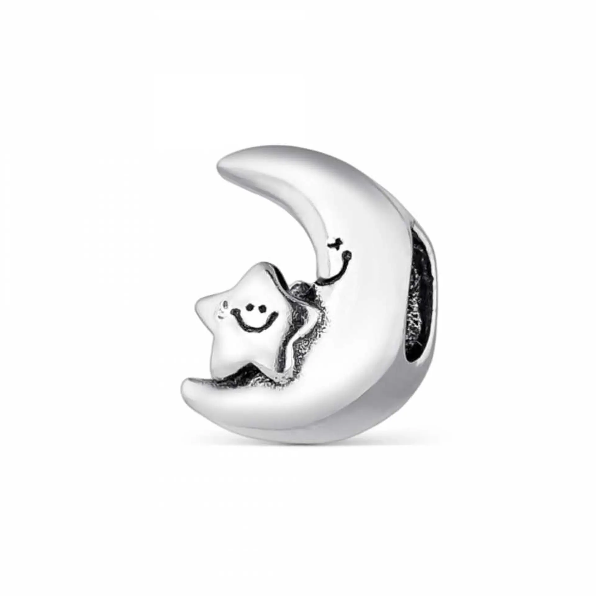 Silver moon and star bead 1