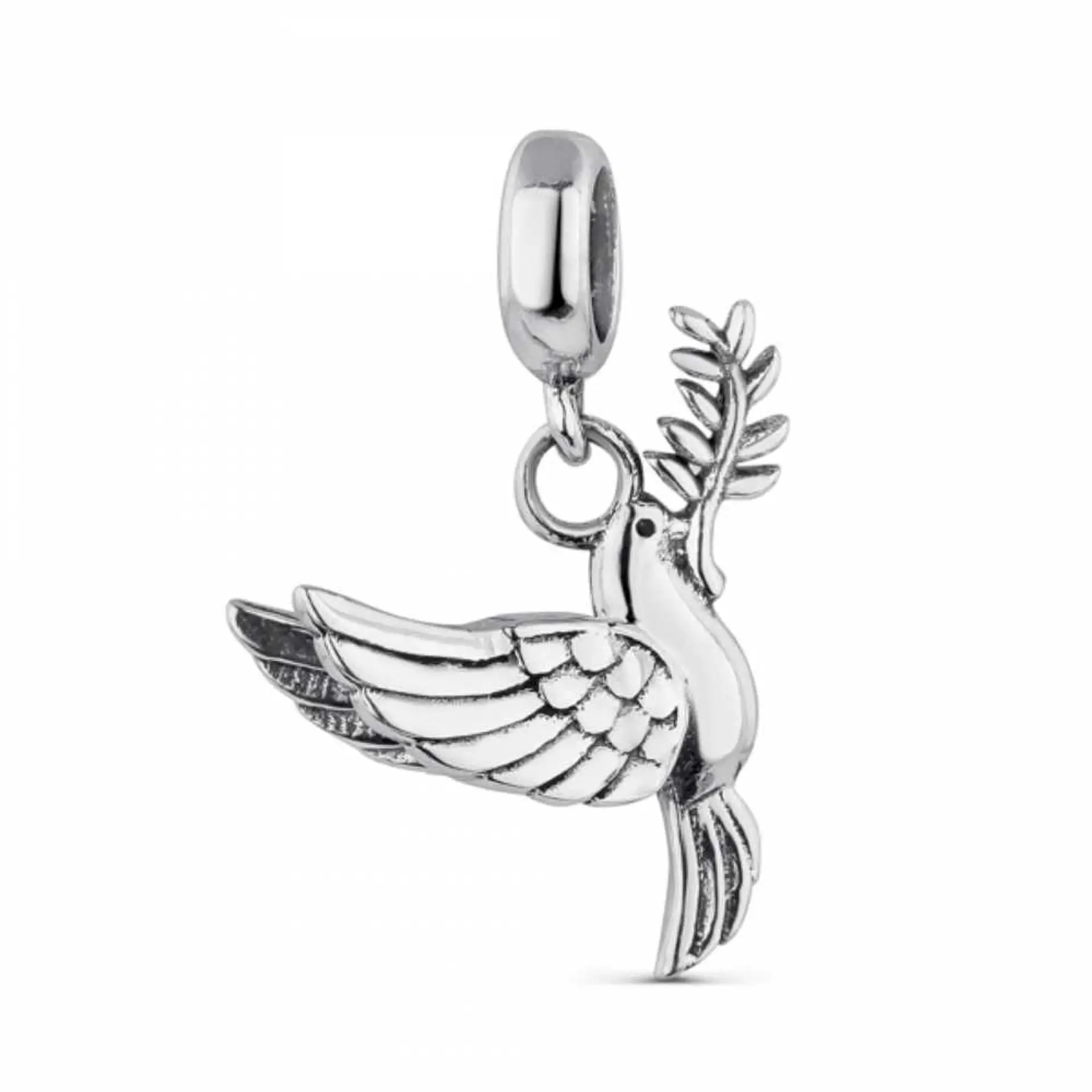 Silver dove of peace communion bead. 1