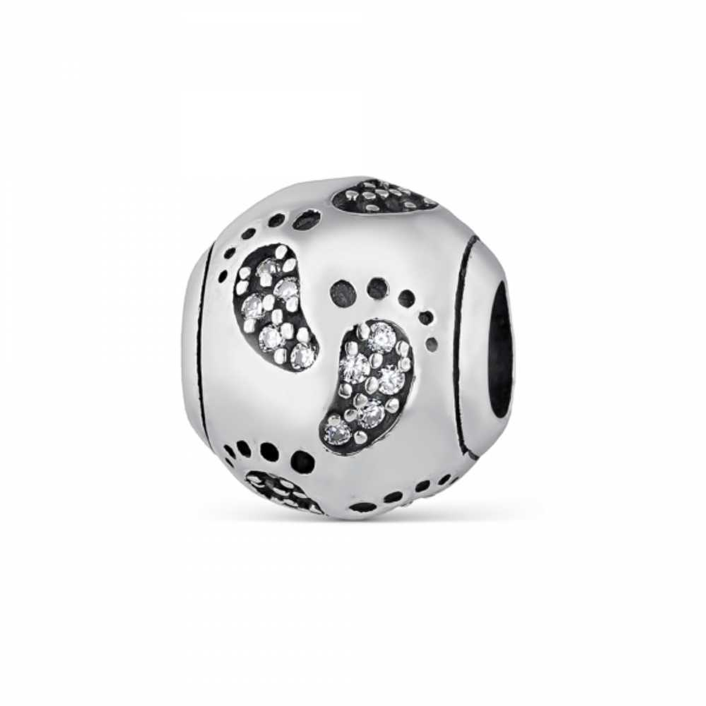 Silver paw print bead 1