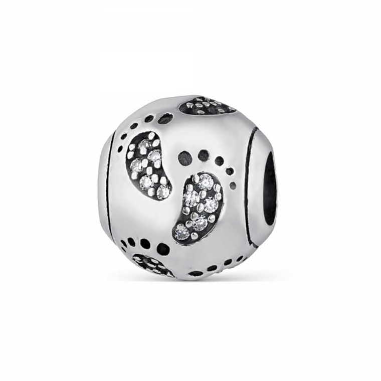 Abalorio huellitas plata 1