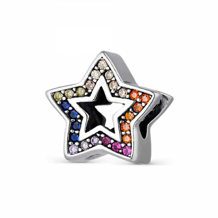 Abalorio estrella multicolor plata 1