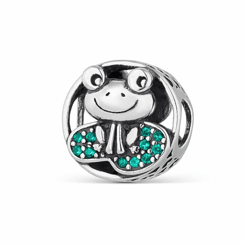 Silver frog bead 
