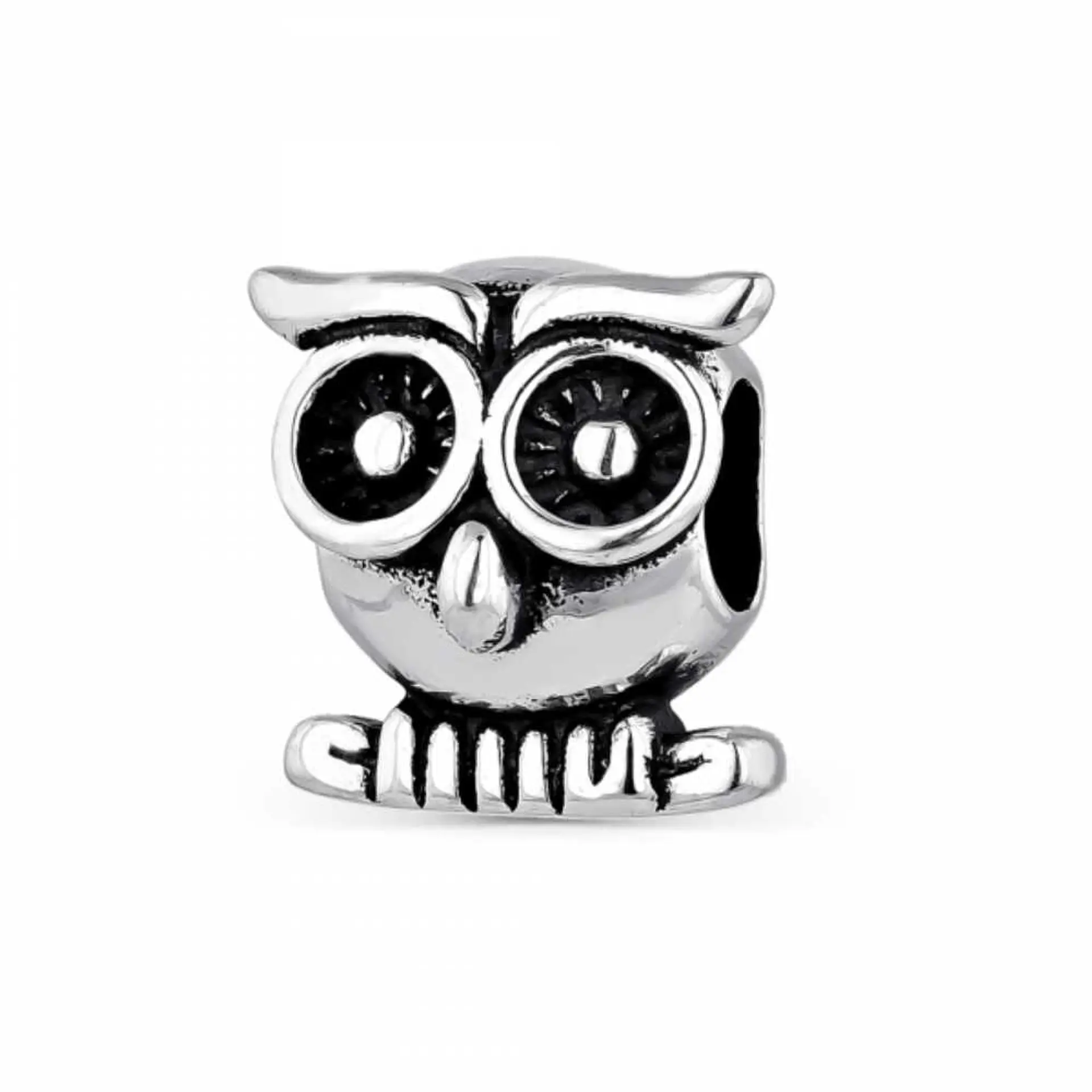 Silver owl bead 1