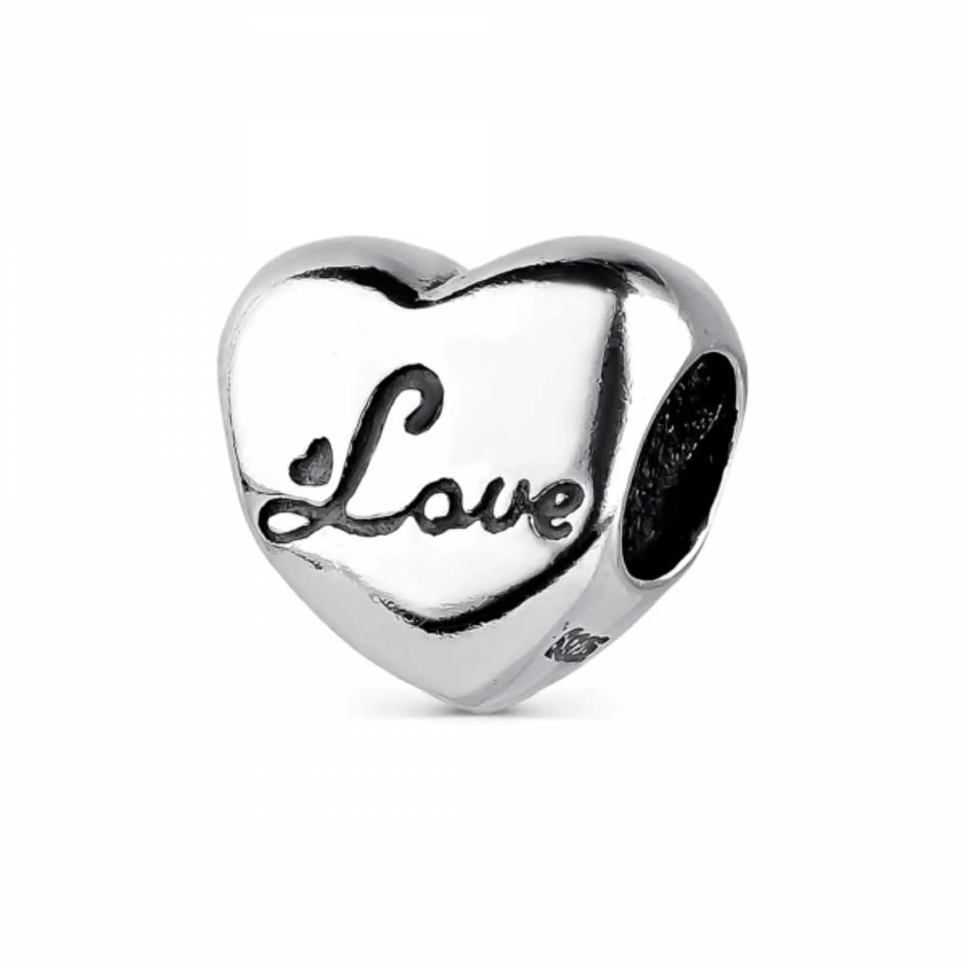 Silver heart charm/bead 1