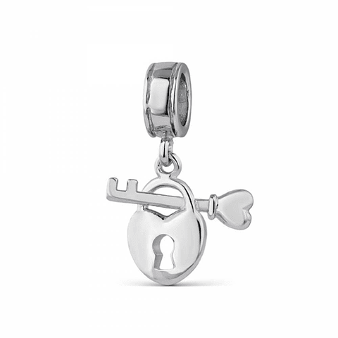 Abalorio candado y corazón plata