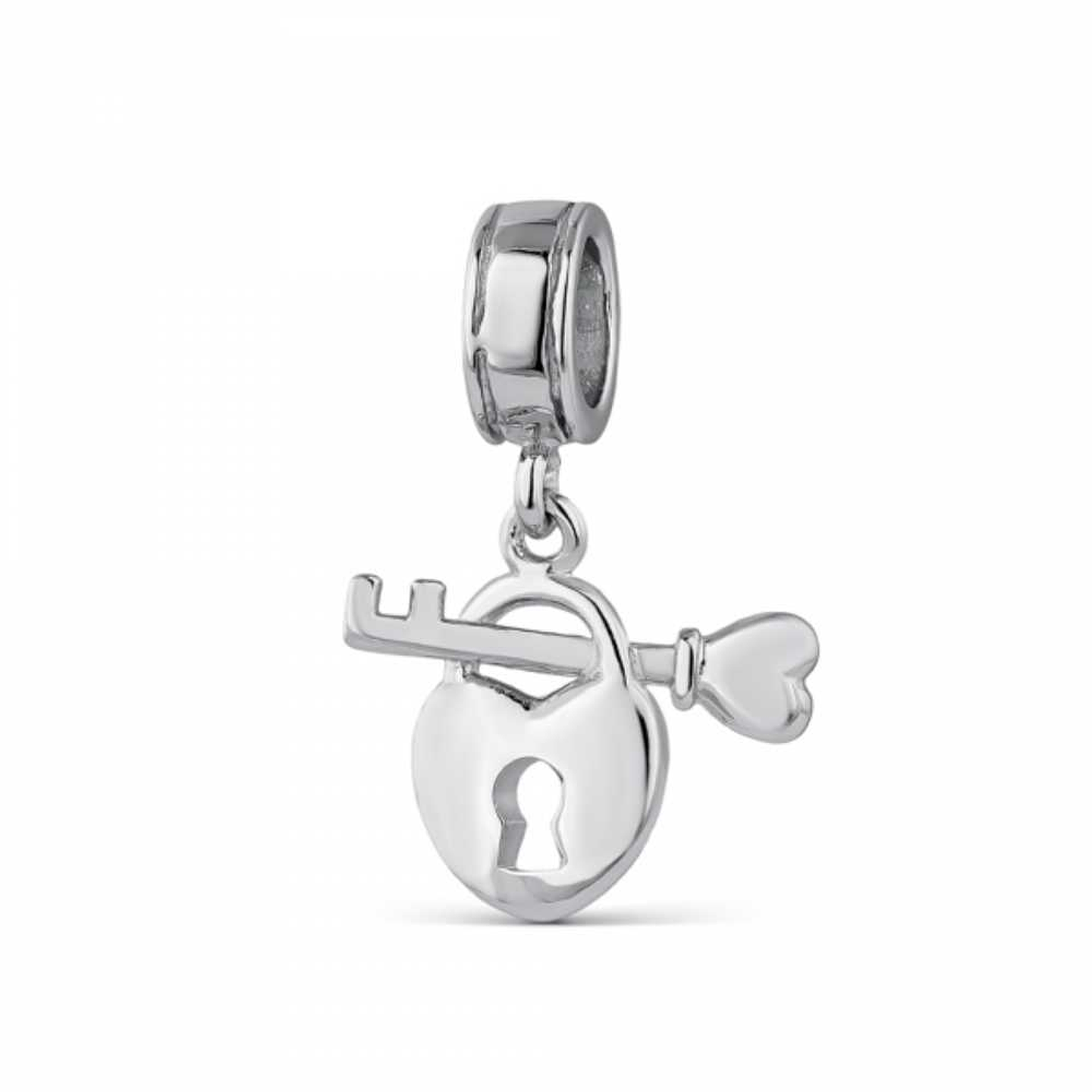 Abalorio candado y corazón plata 1