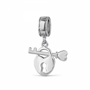 Abalorio candado y corazón plata