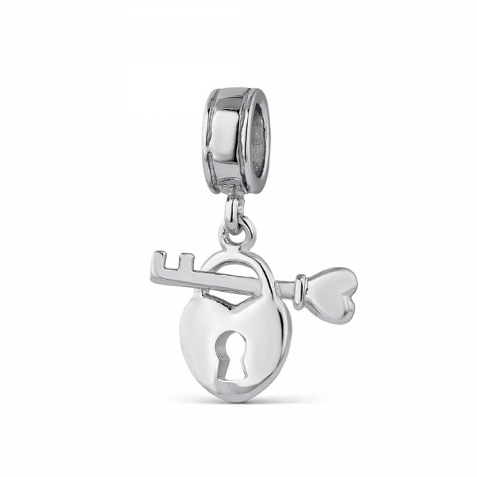 Abalorio candado y corazón plata 1