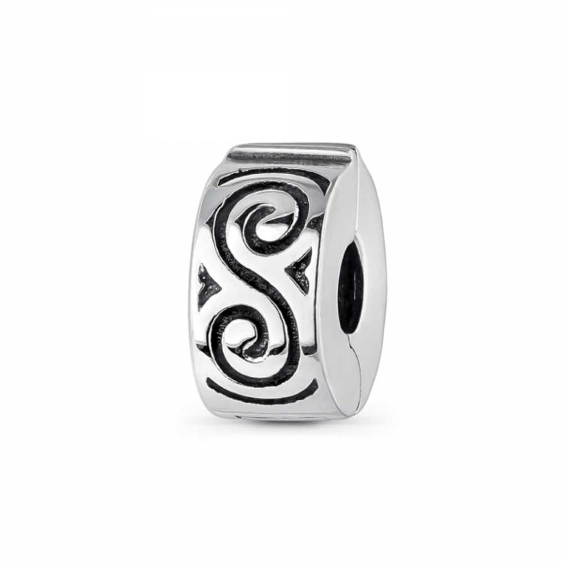 Abalorio clip infinito doble plata 1