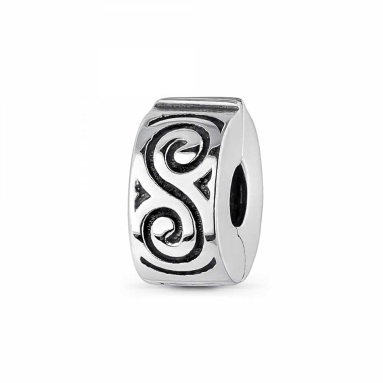 Abalorio clip infinito doble plata 1