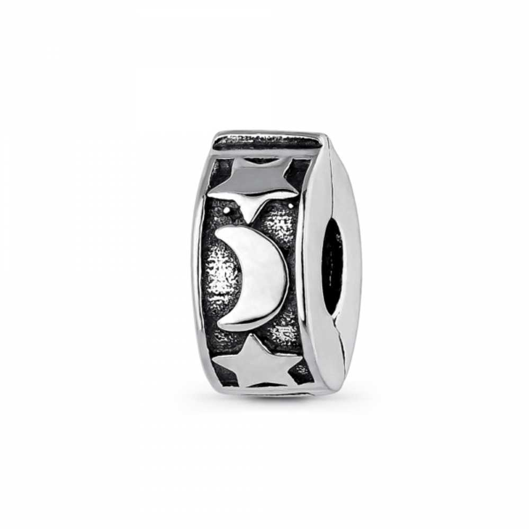 Abalorio clip luna y estrella plata 1