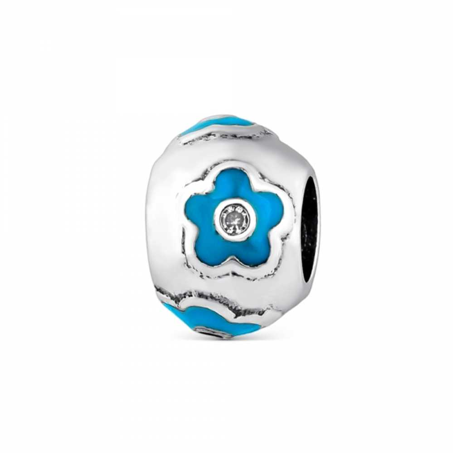 Abalorio dalia azul plata 1