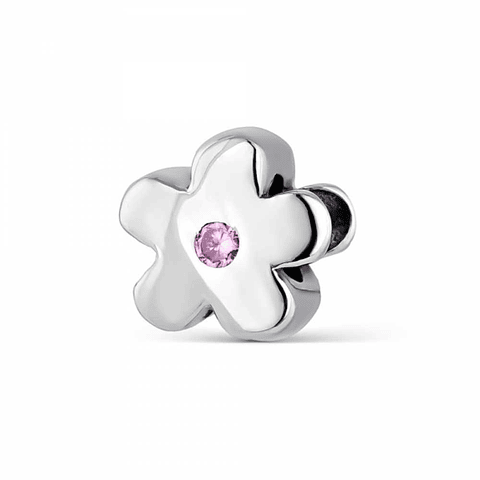 Abalorio flor rosa plata