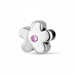 Abalorio flor rosa plata