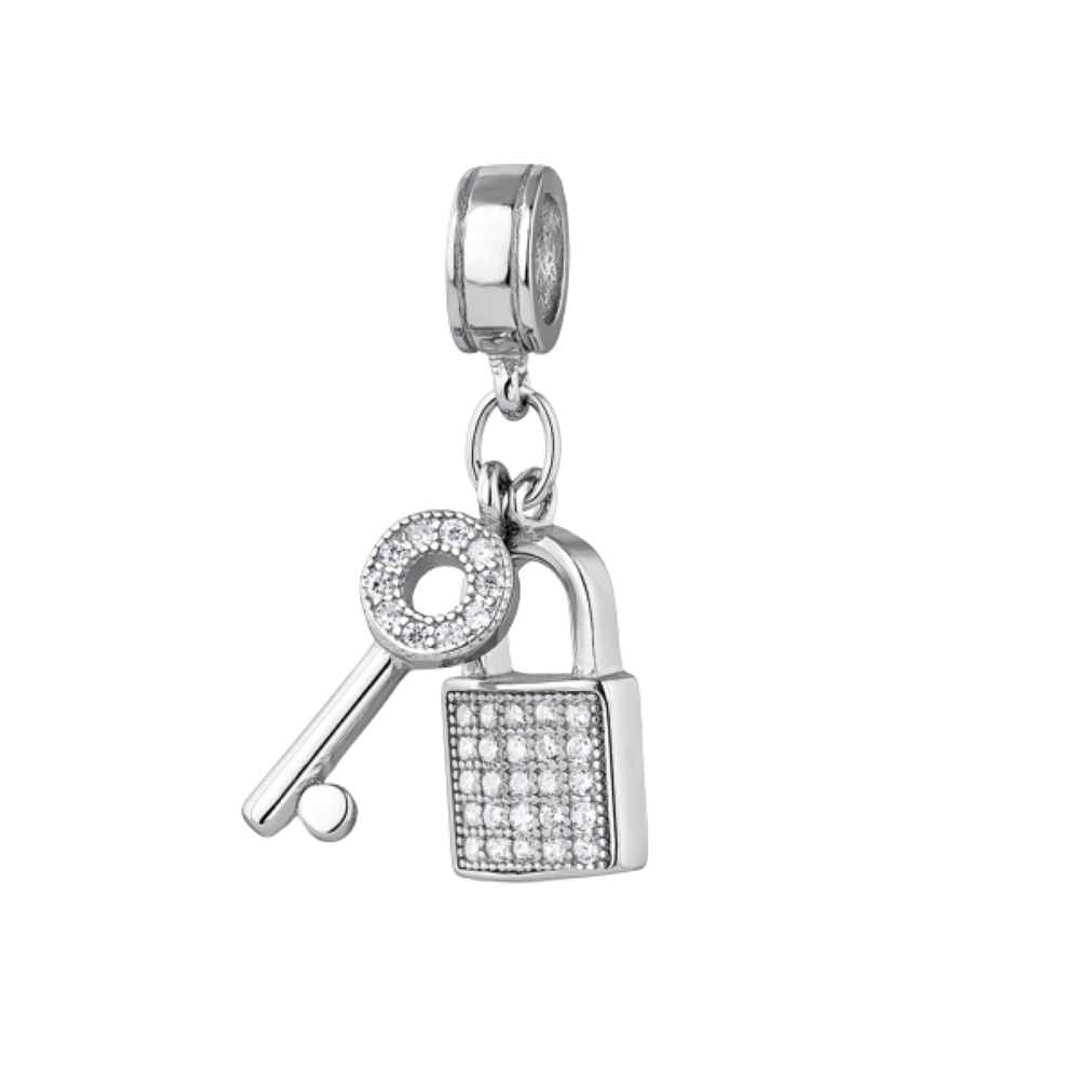 Abalorio llave y candado plata 1