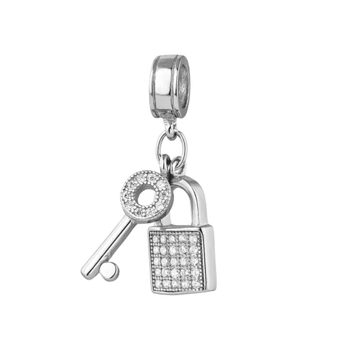 Abalorio llave y candado plata 1