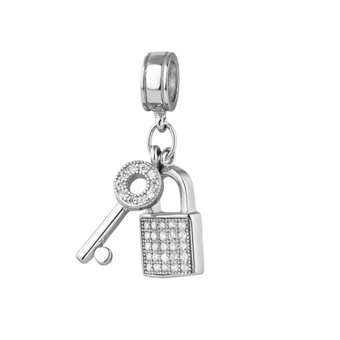 Abalorio llave y candado plata 1