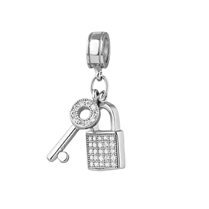 Abalorio llave y candado plata